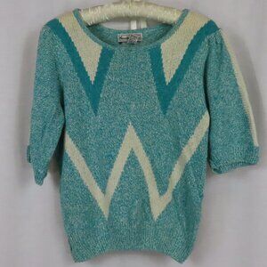 Nicole Curie Vtg 80s 90s Chevron Y2K Grandma Eclectic Angora Blend Sweater